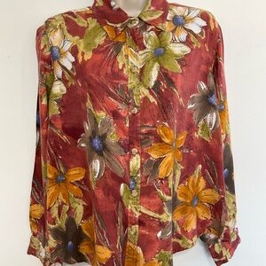 KEREN hart Autumn Floral Shirt M